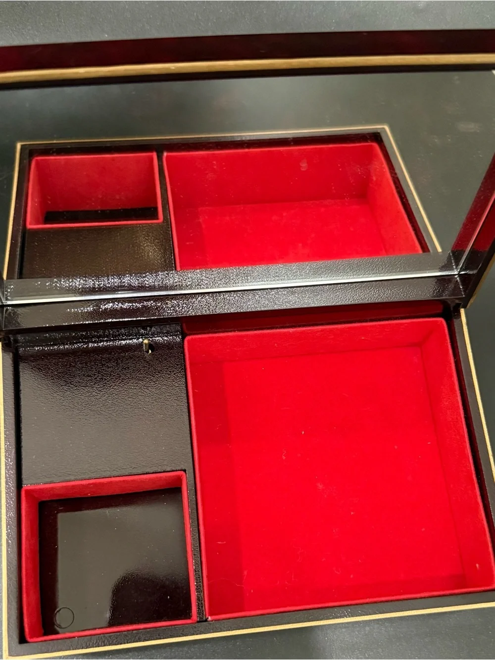 Vintage Japanese Lacquer Chokin Landscape Mt Fuji Flying Cranes Music Box Sakura