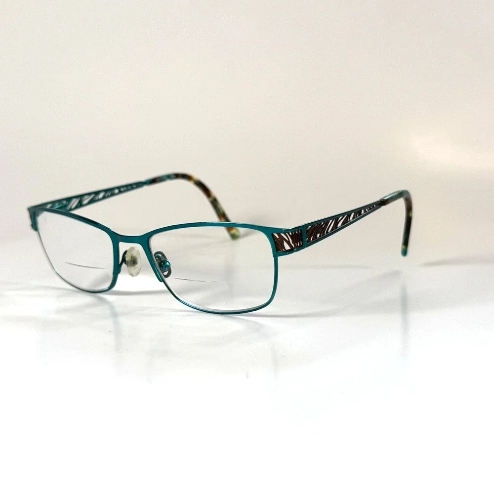 Karen Kane‎ Kokia Eyeglasses Frames Only 53-17-135 Teal Metal Womens Full Rim