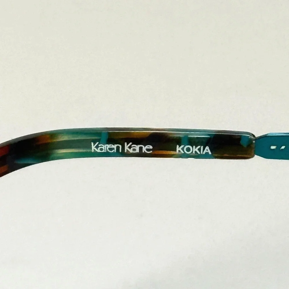 Karen Kane‎ Kokia Eyeglasses Frames Only 53-17-135 Teal Metal Womens Full Rim