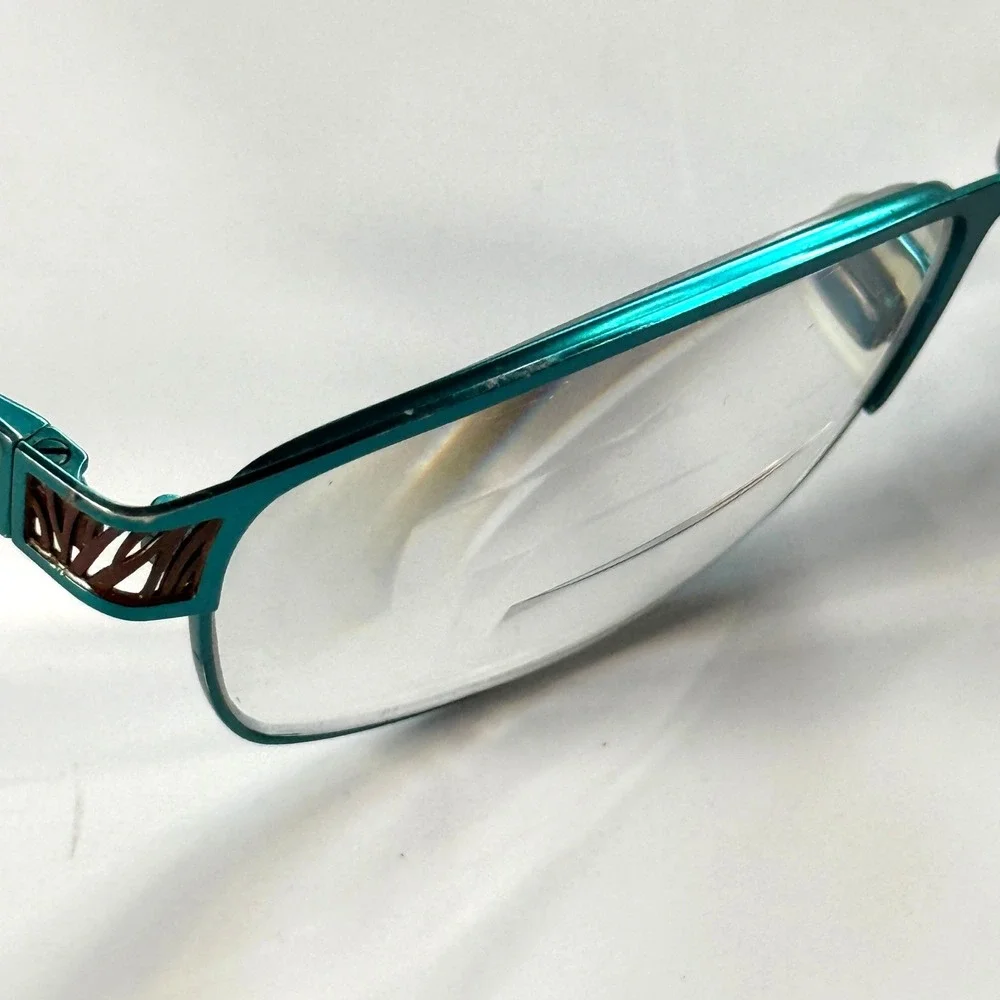 Karen Kane‎ Kokia Eyeglasses Frames Only 53-17-135 Teal Metal Womens Full Rim