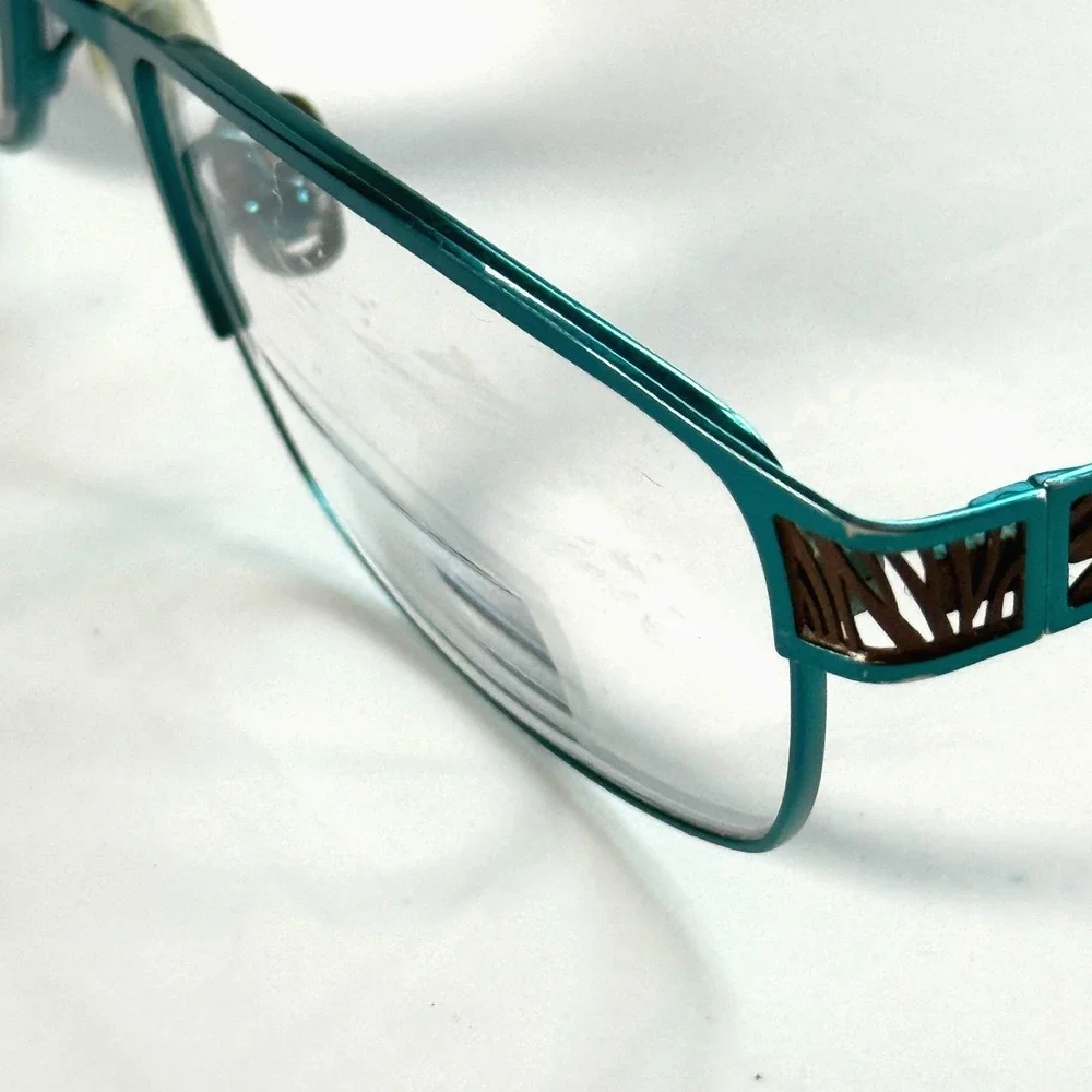 Karen Kane‎ Kokia Eyeglasses Frames Only 53-17-135 Teal Metal Womens Full Rim