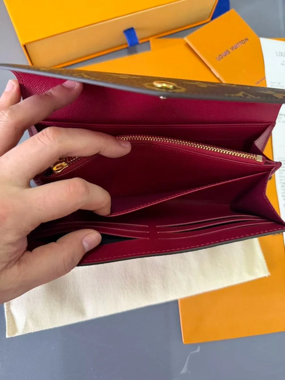 Louis Vuitton Monogram Continental Wallet with Burgundy Interior