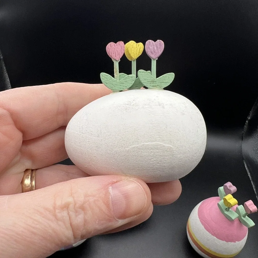 Dept 56 Wooden Easter Eggs‎ Spring Flower ~ set of 6