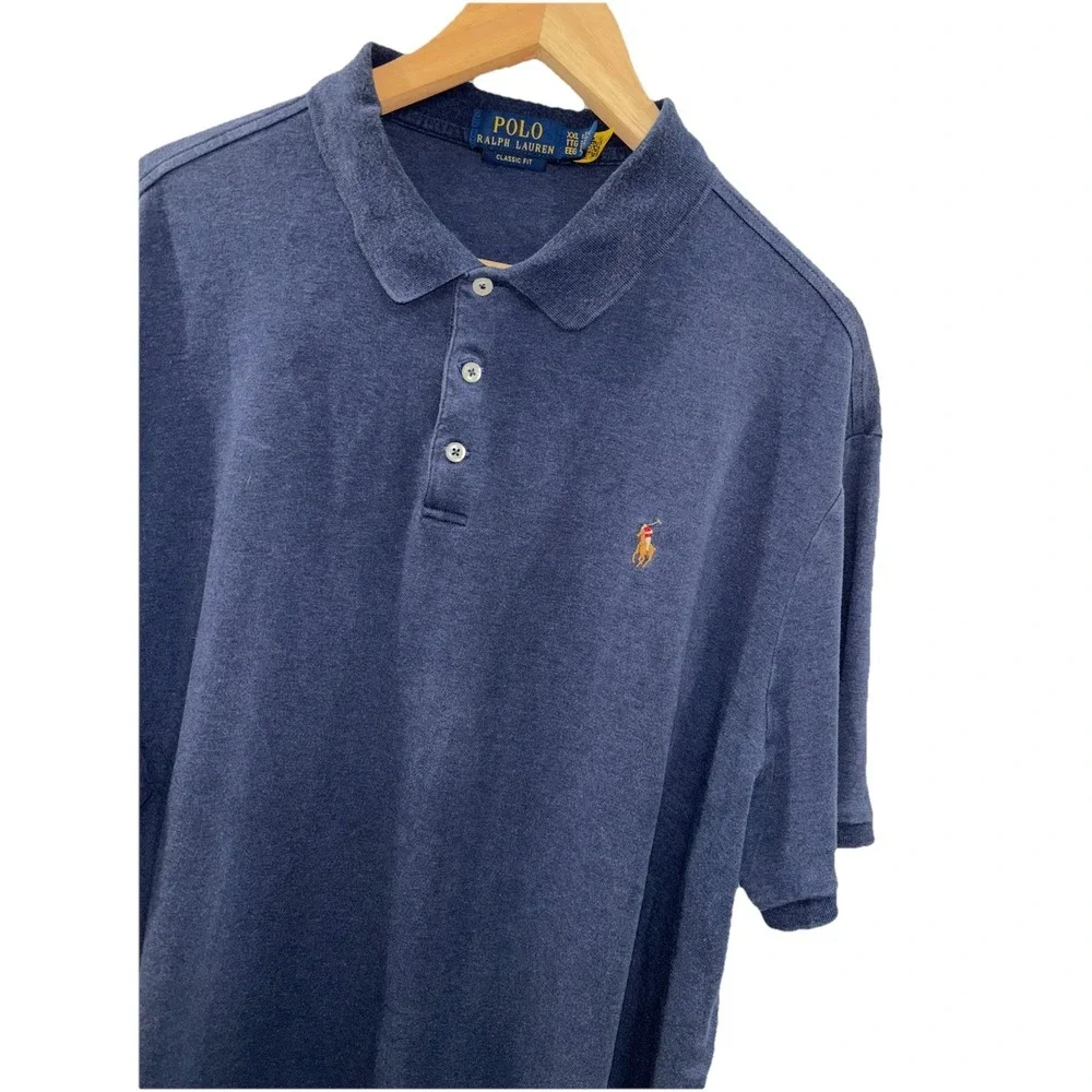 Polo Ralph Lauren Mens XXL Classic Fit Navy Blue Soft Cotton Pony Polo Shirt 2XL