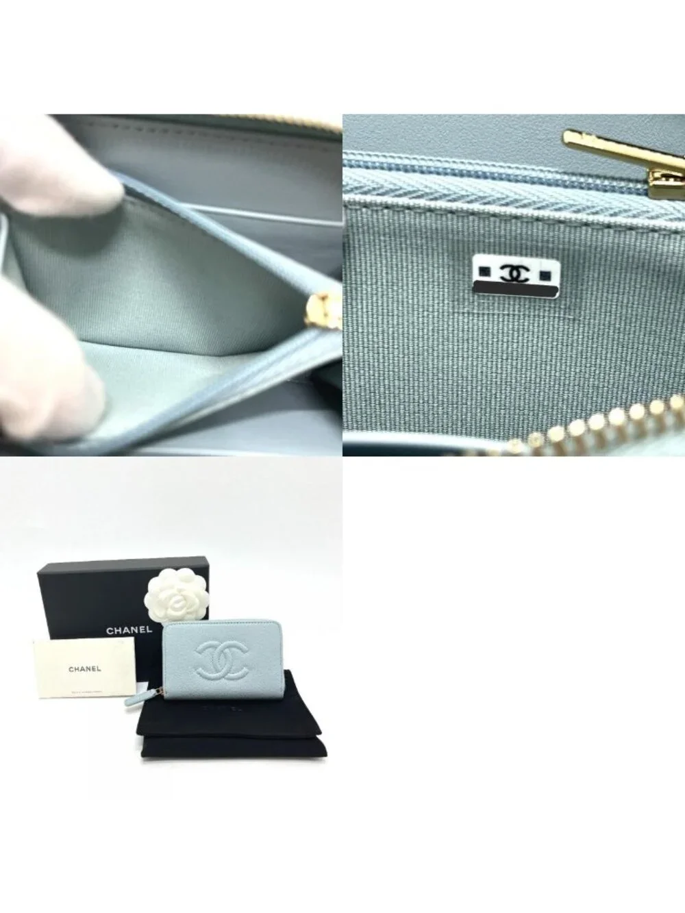 Chanel Coin Case CC Logo Metiers D'art Caviar Leather Blue