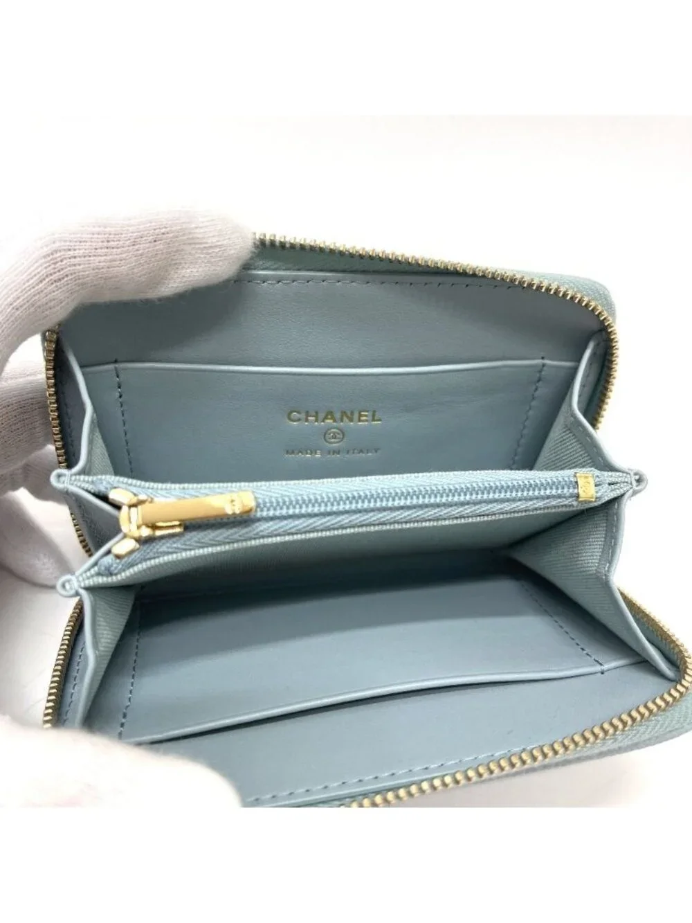 Chanel Coin Case CC Logo Metiers D'art Caviar Leather Blue