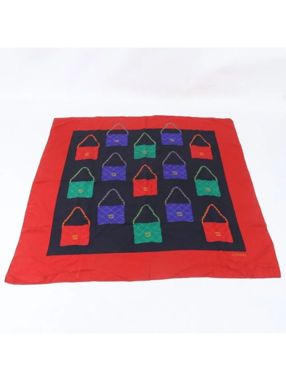Chanel Quilted Bag Pattern CC Logo Scarf Shawl