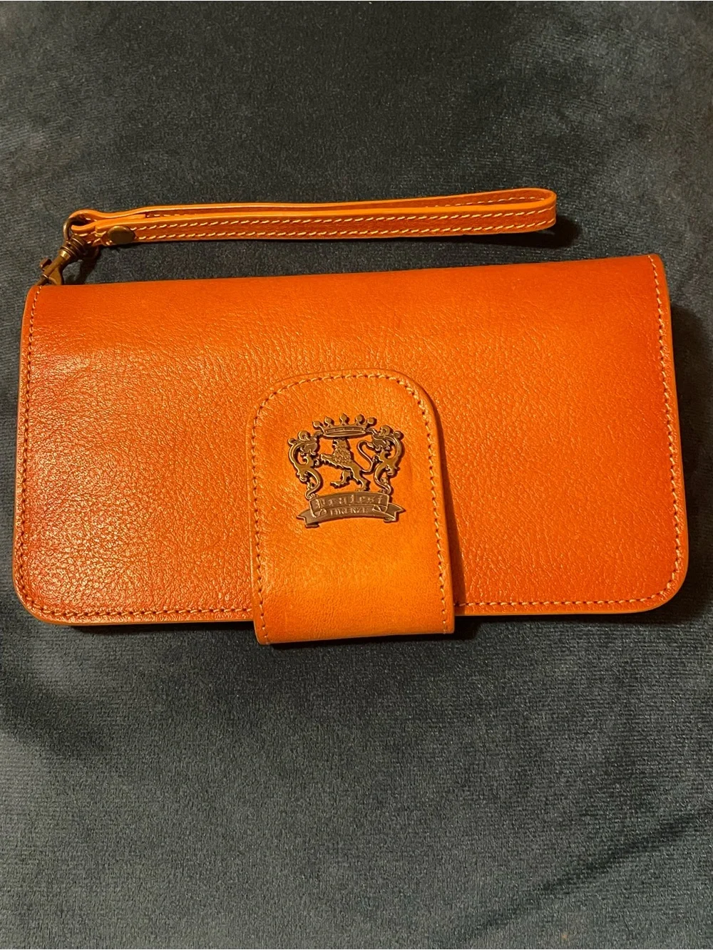 Rare Pratesi Firenze Cognac Leather Long Wallet Wristlet Bag