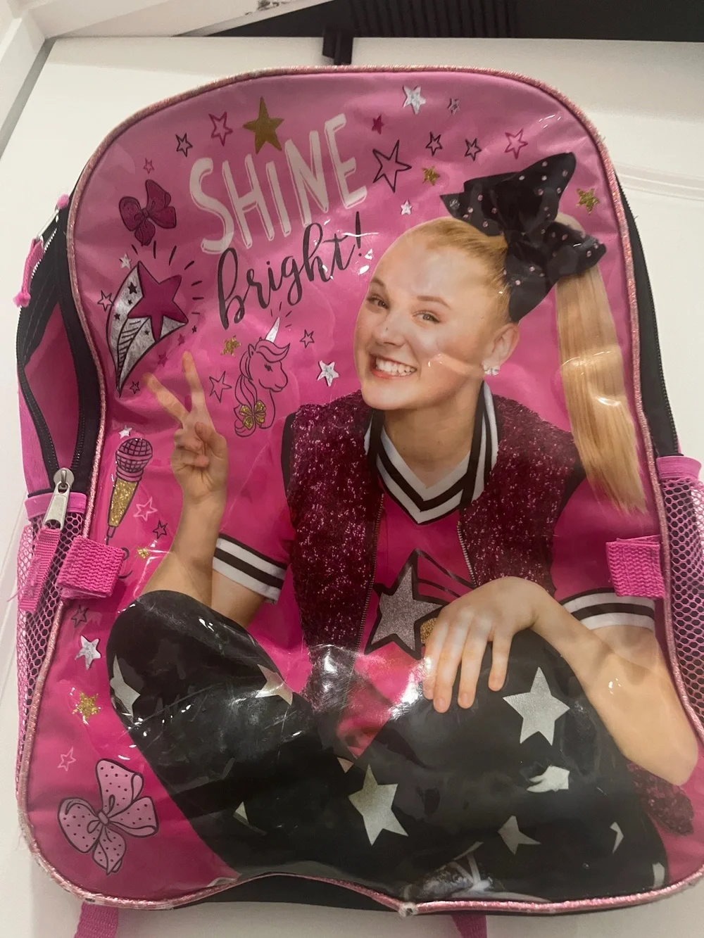 JoJo Siwa Pink Backpack Book Bag School Bag Shine Bright Girls Kids Travel Bag