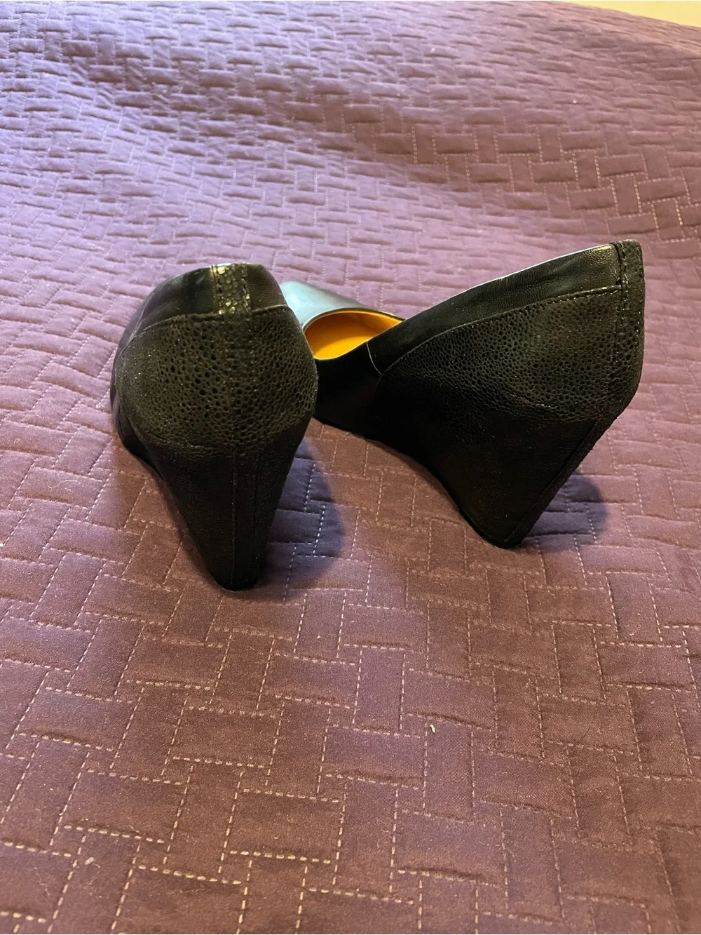 Audrey Brooke Black Wedge Pumps