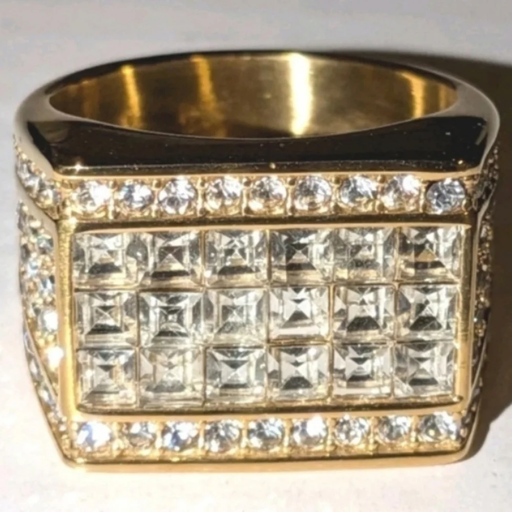 Mens Stainless Steel Hip Hop Ring Size 12