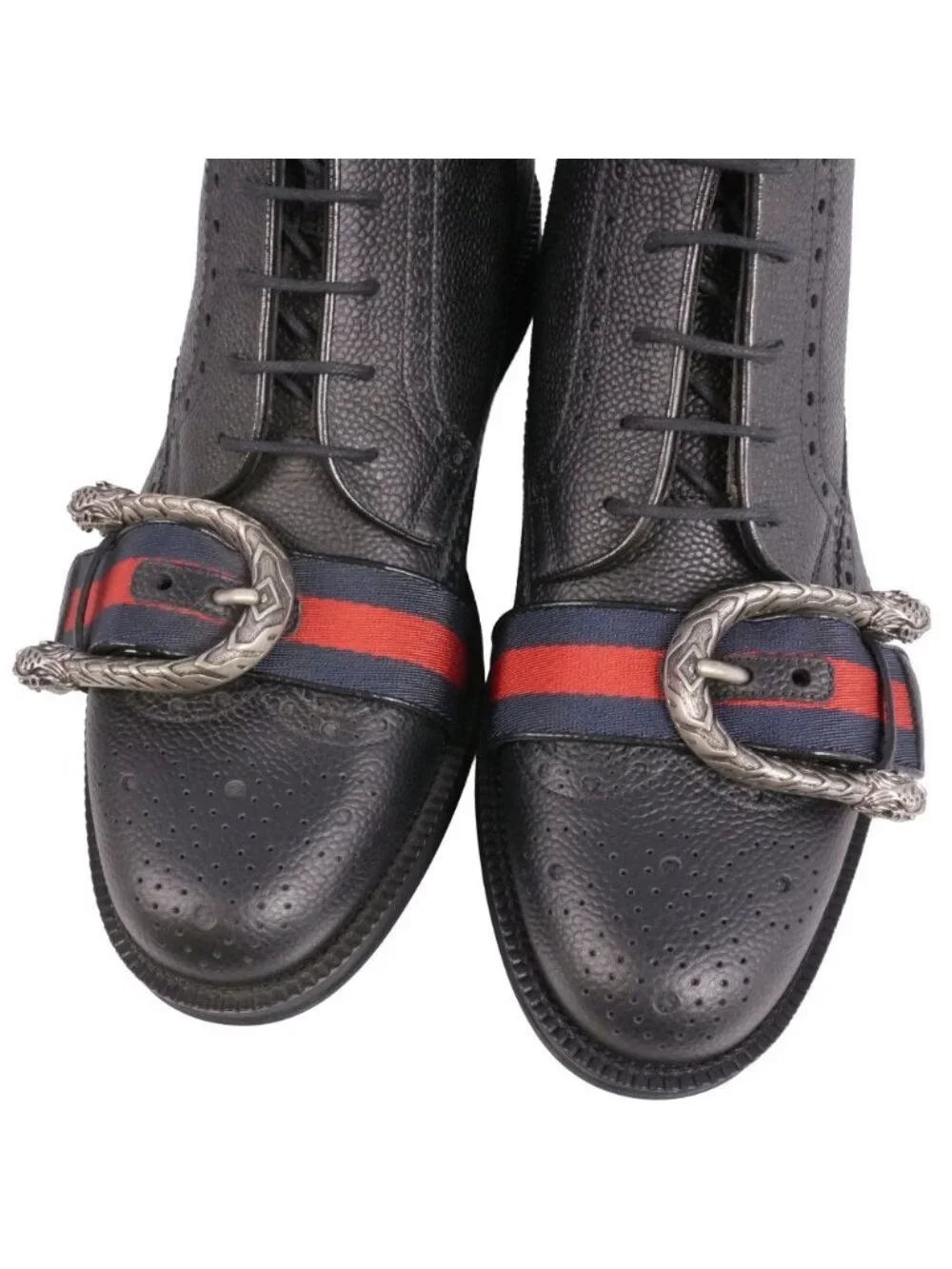 Gucci Boots Side Zipper Lace Up Web Strike