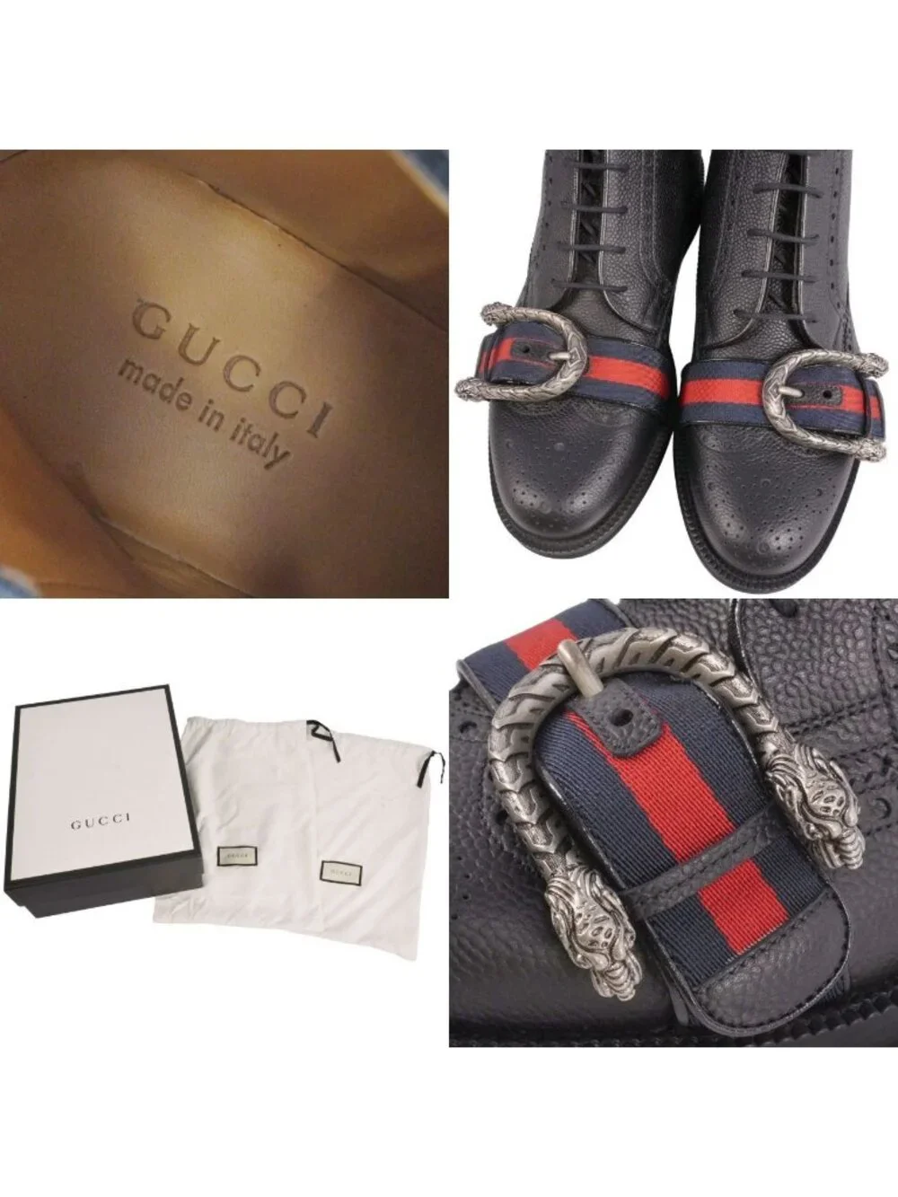 Gucci Boots Side Zipper Lace Up Web Strike