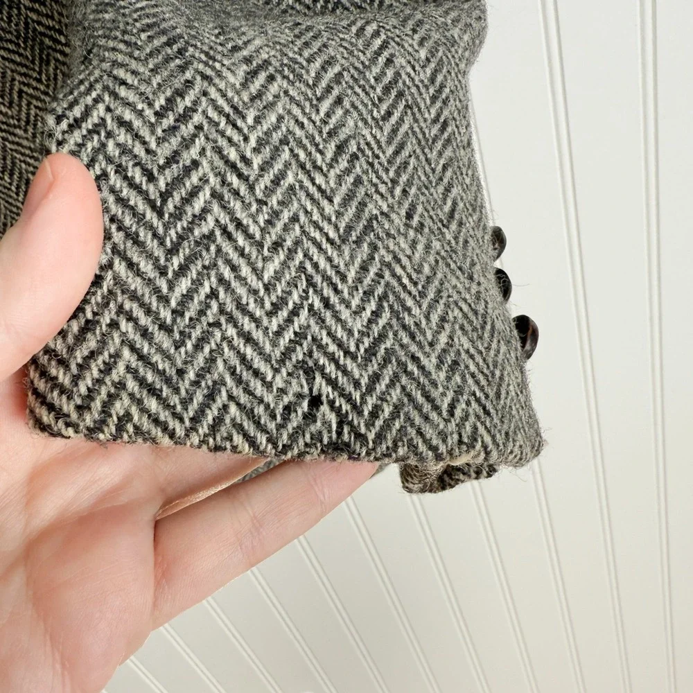 Harris Tweed vtg black white‎ herringbone wool men's sport coat jacket