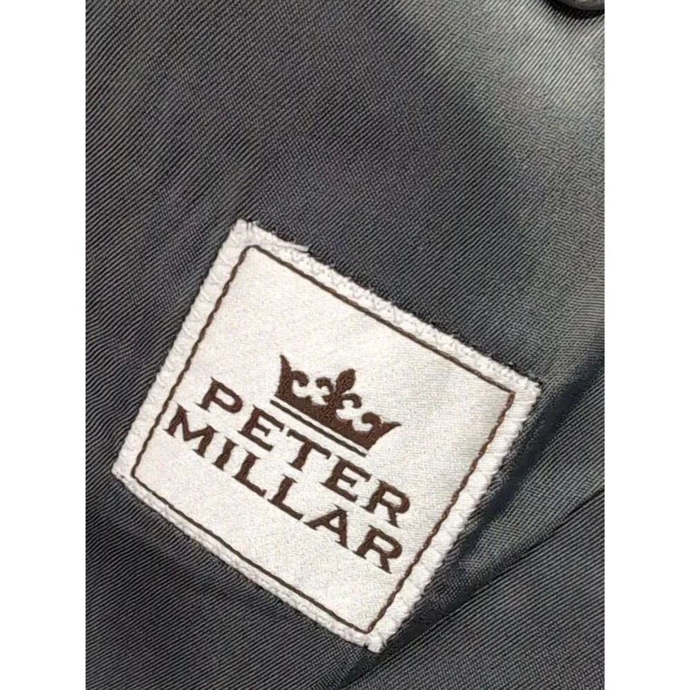 Peter Millar Blazer Mens 46T Gray Blue‎ Windowpane Wool 2 Button Business Casual
