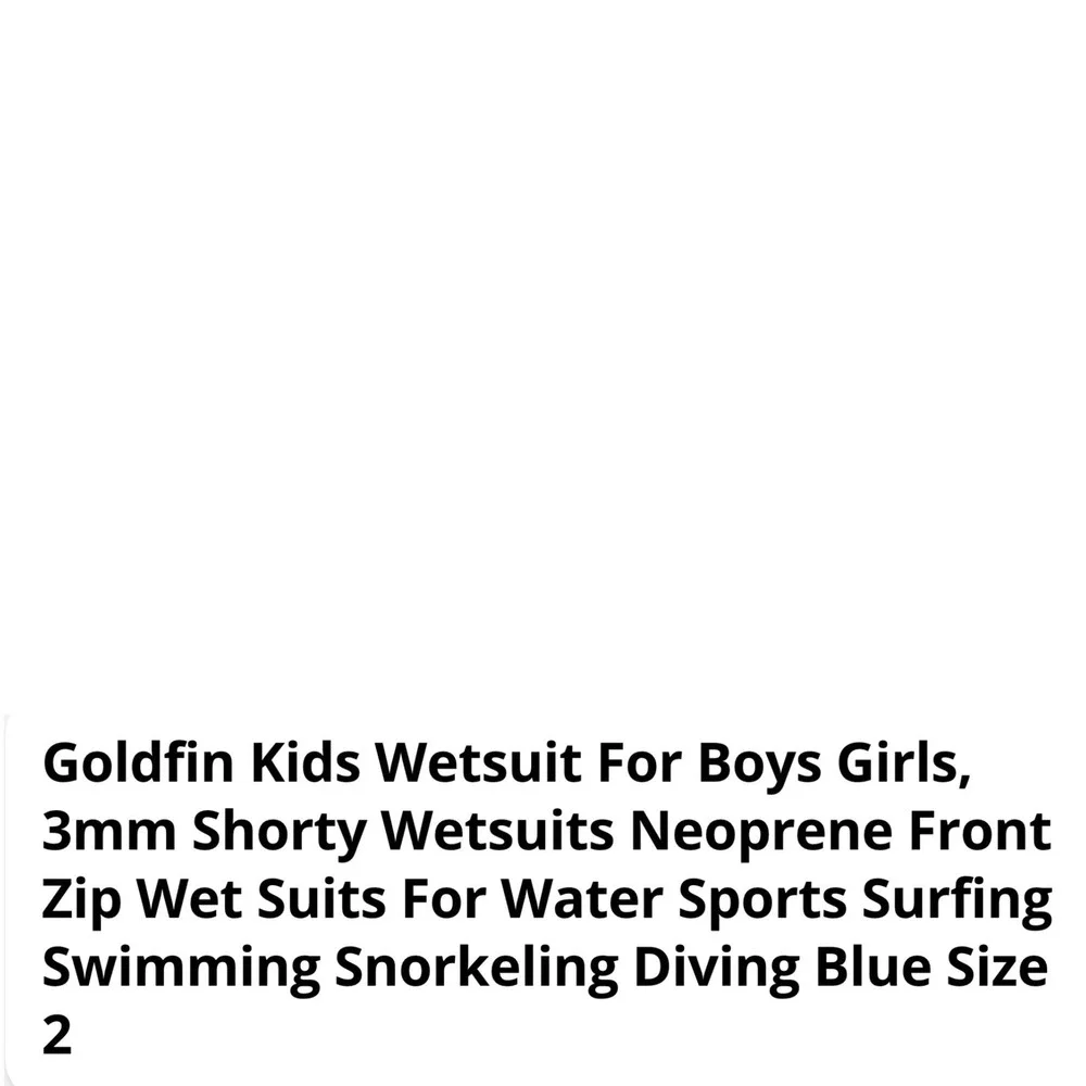 Goldfin Wetsuit Kids Size 2 Blue Excellent Shorty Neoprene Front Zip Shark Print