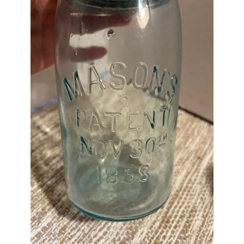 Vintage‎ Ball Ideal Atlas Strong Shoulder Mason Patent 1858 Glass Jars Set of 3