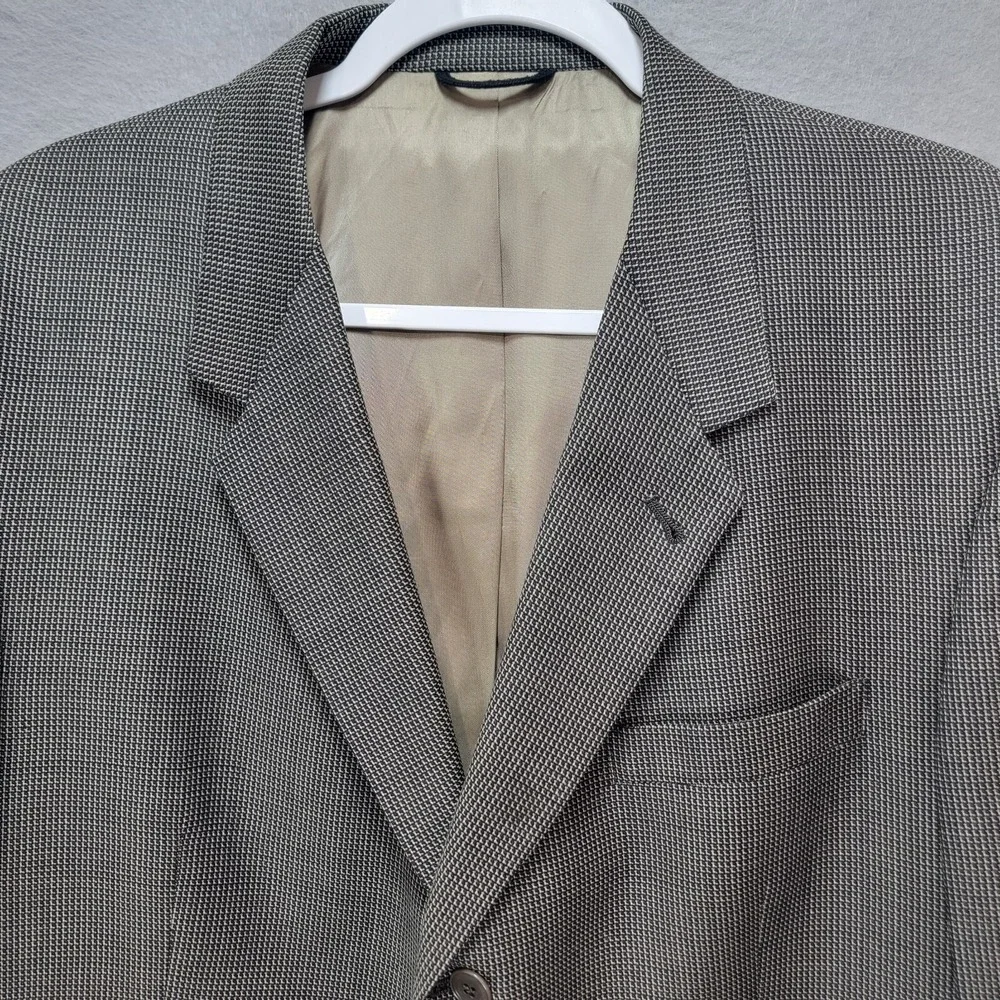 Kenneth Cole Houndstooth Wool Sport Coat Jacket Men 44R Brown Business USA Union