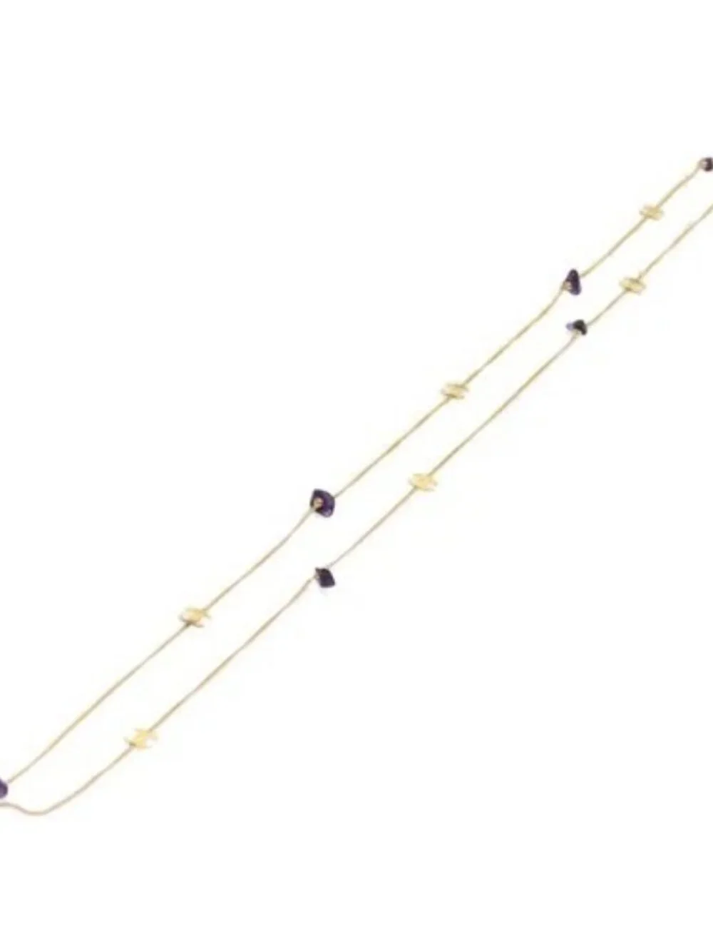 CHANEL COCO Mark Stone Necklace Gold CC Auth am5561V