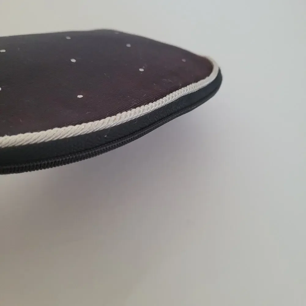 Christian Dior Vintage Black WhiteCosmetic Bag Make Up Zip Pouch Polka Dot Retro