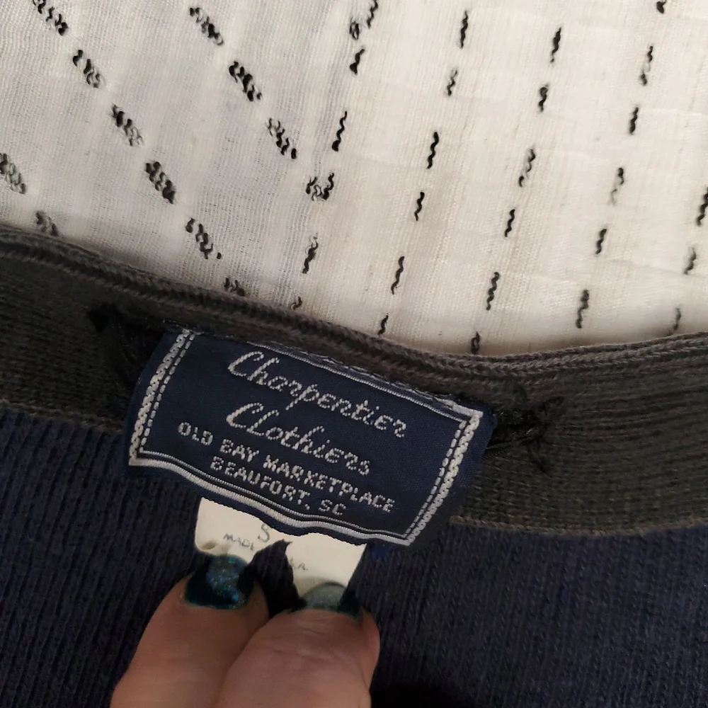 Vintage Charpentier Clothiers Colorblock Cardigan Navy Olive Small Boutique