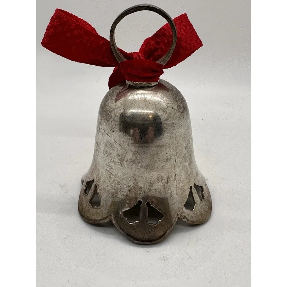 Vintage International Silver Co Bell Ornament 1998 Handmade Silverplate‎