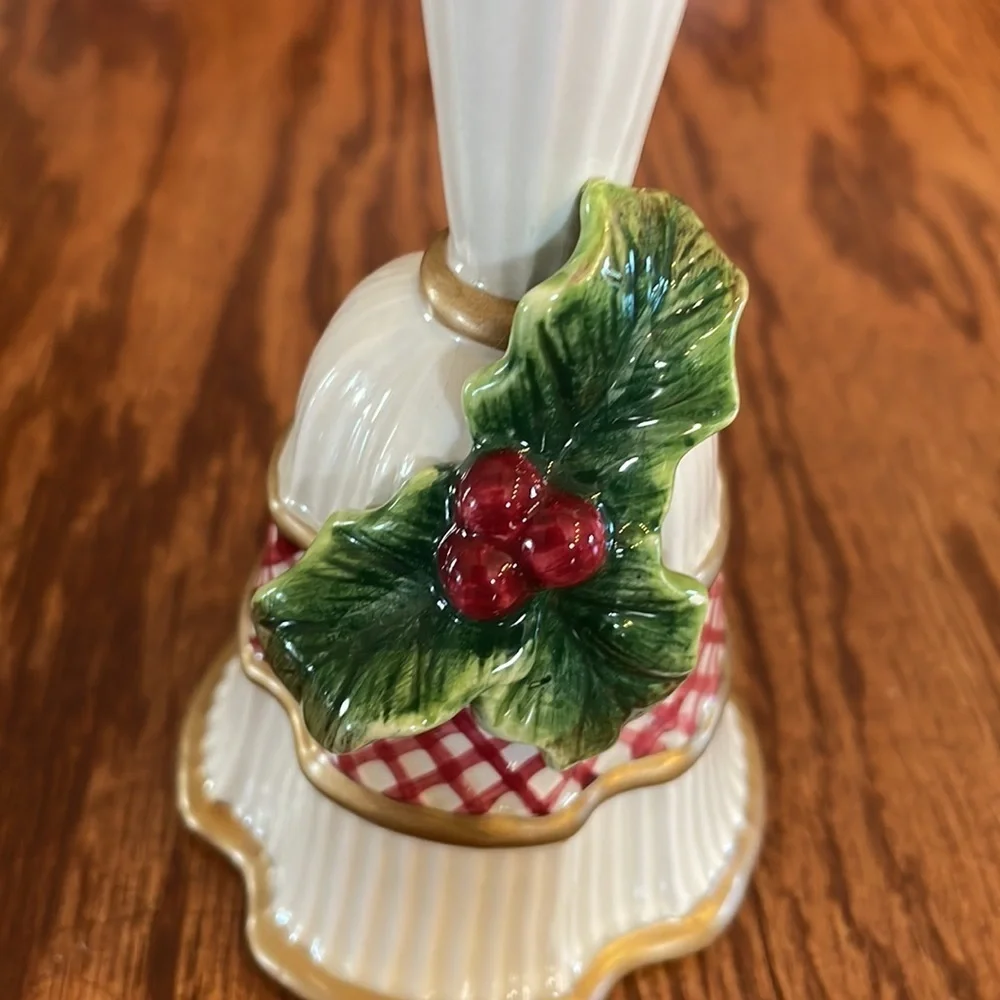 FITZ AND FLOYD Essentials Holly Berry Christmas Holiday bell no box perfect cond