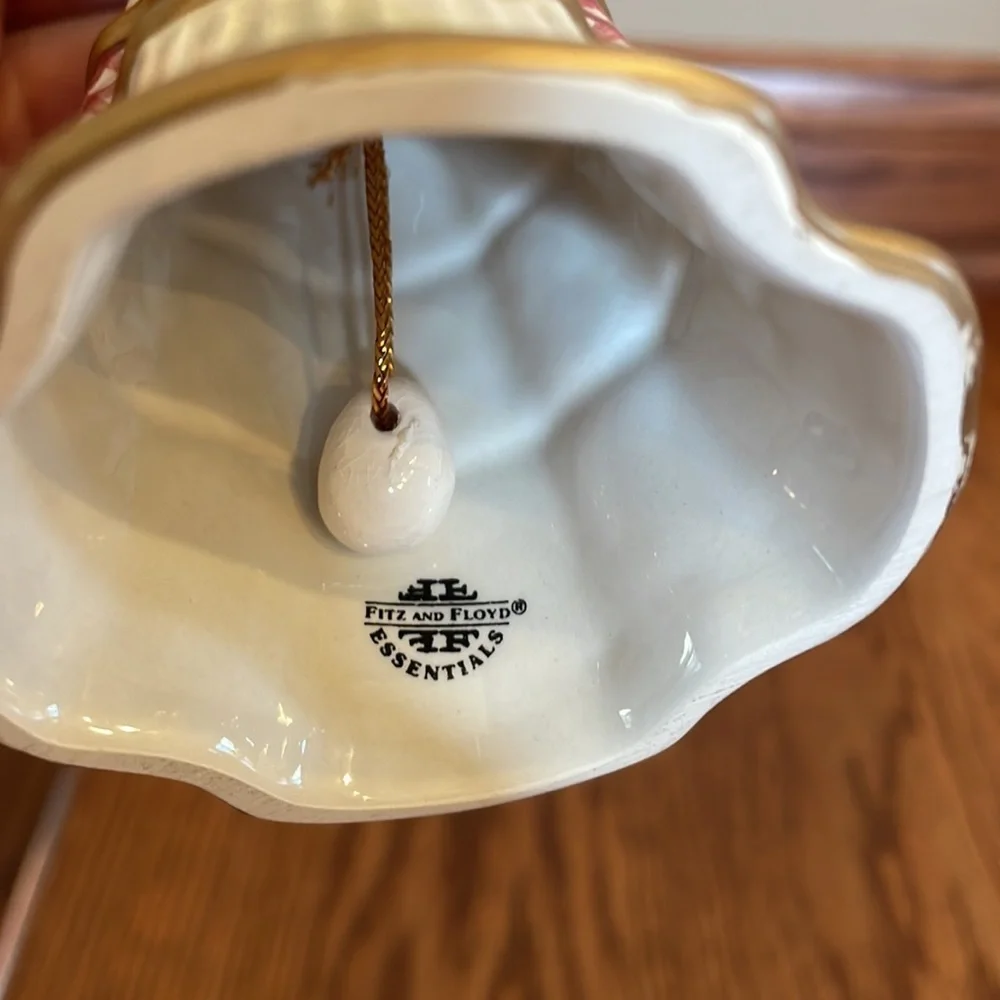 FITZ AND FLOYD Essentials Holly Berry Christmas Holiday bell no box perfect cond