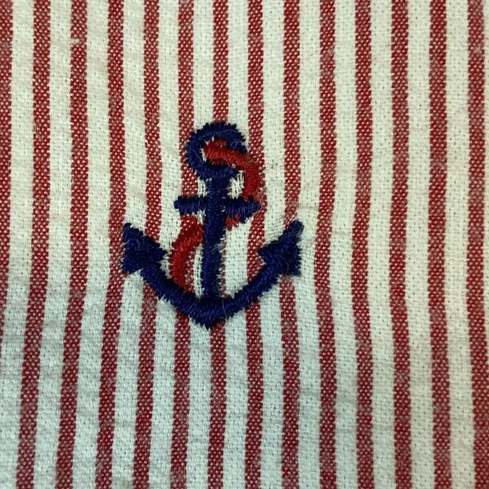 Glorimont Seersucker Romper Baby Boy Sz 12M Red Sailboat Anchor Nautical Coastal