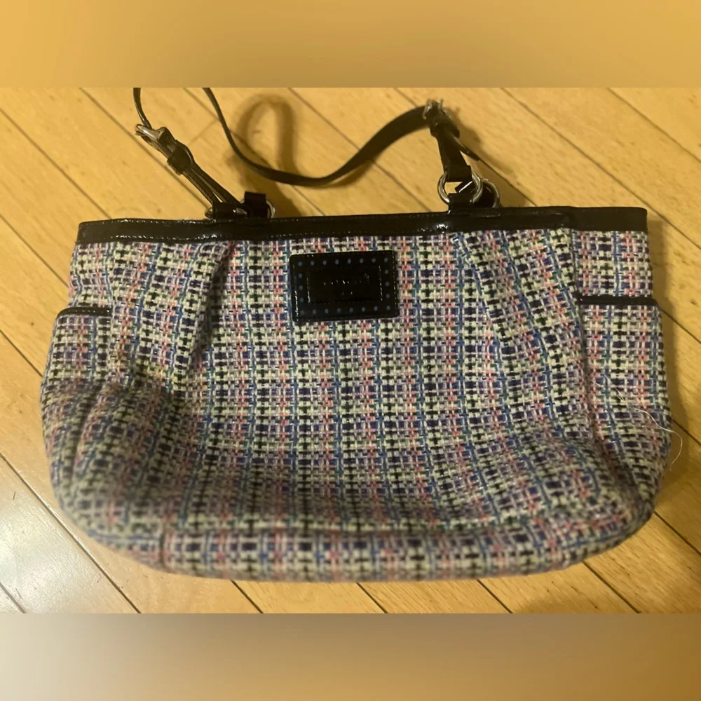 Vintage Y2K Coach Tweed‎ Shoulder Bag Purse Tote