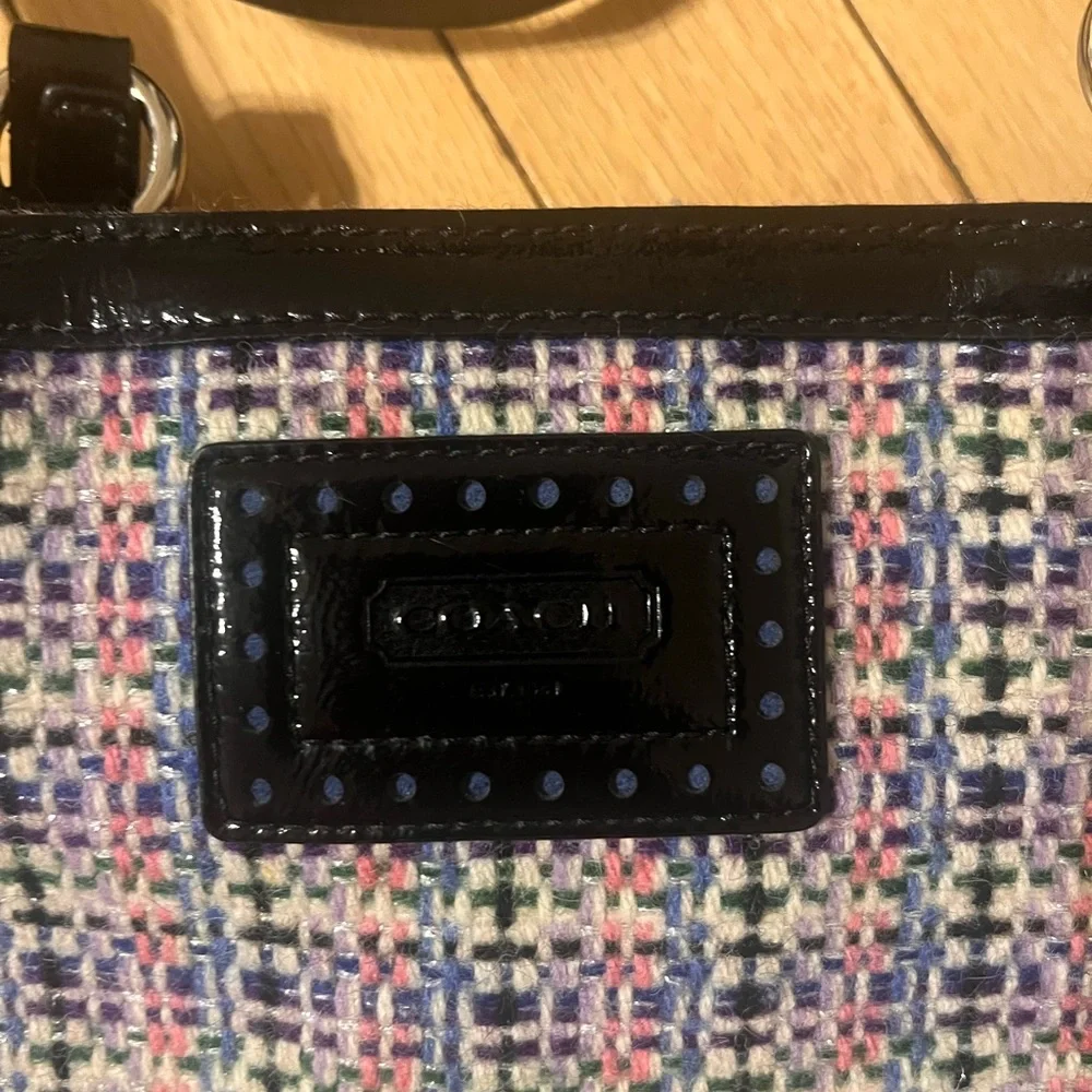 Vintage Y2K Coach Tweed‎ Shoulder Bag Purse Tote