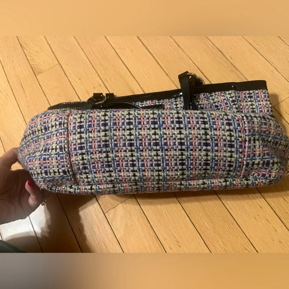 Vintage Y2K Coach Tweed‎ Shoulder Bag Purse Tote