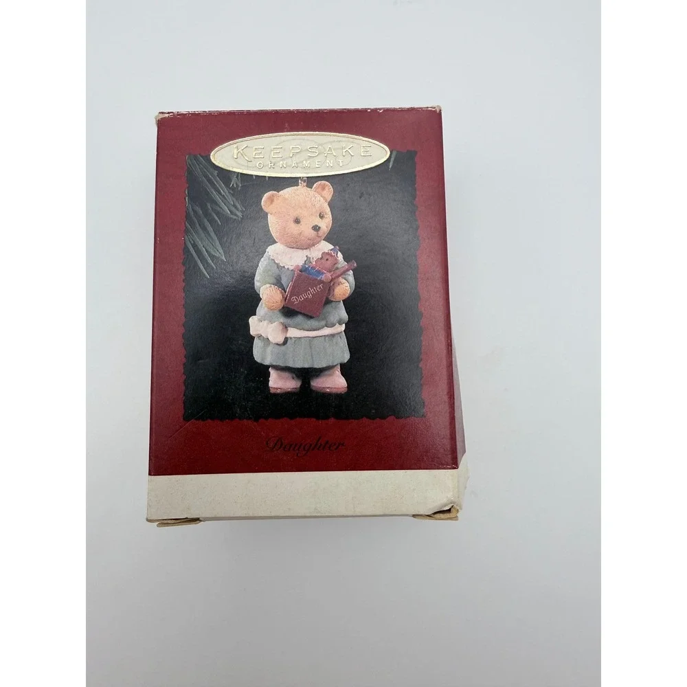 Hallmark Keepsake‎ Ornament Daughter Teddy Bear Holding Gift  1996