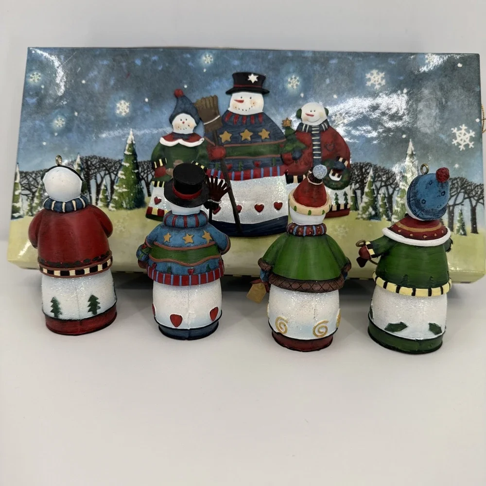 Snowman polymetal ornament Set 4 Gift Box‎