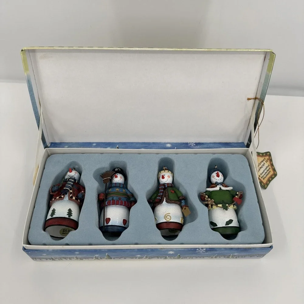 Snowman polymetal ornament Set 4 Gift Box‎