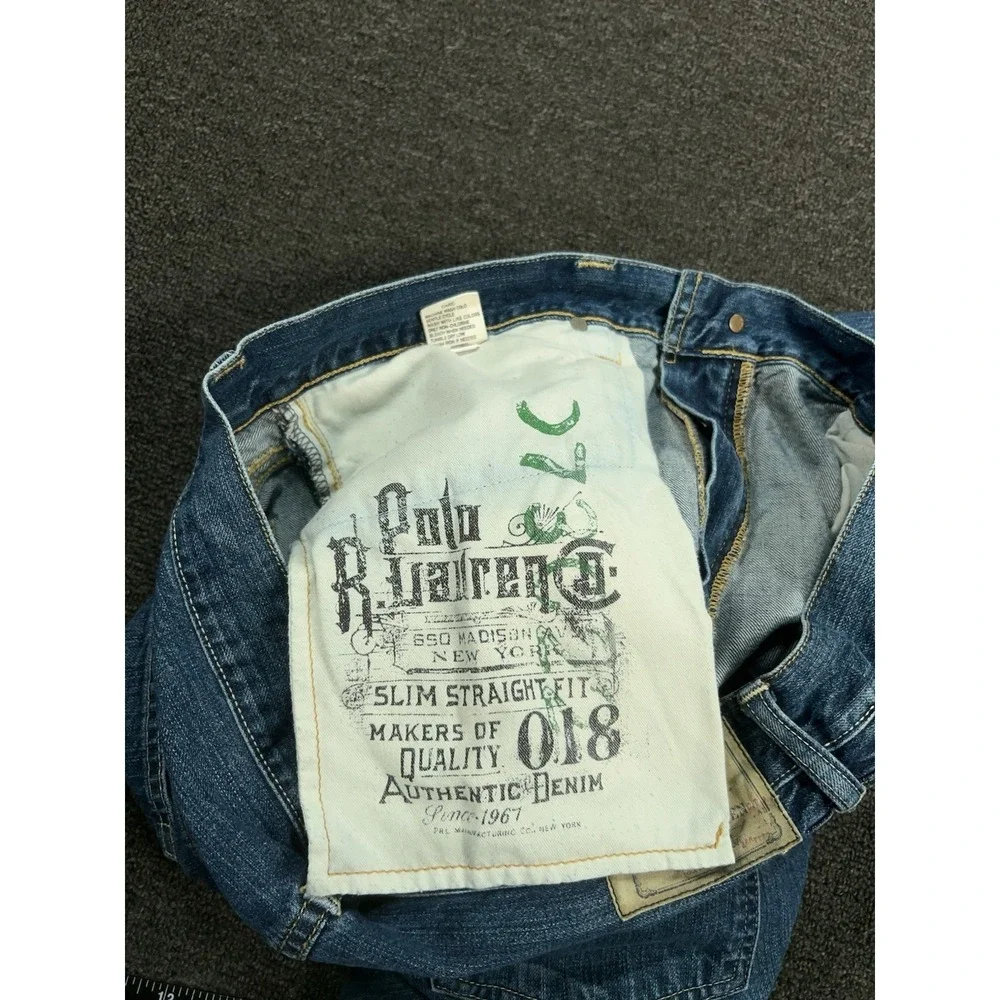 Polo Ralph Lauren Jeans Mens‎ 36x32 (Fits 37x33) Blue 018 Slim Straight Denim