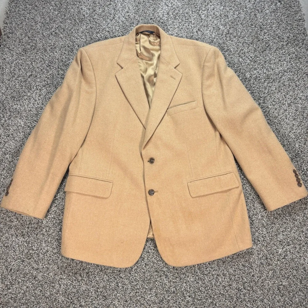 Brooks Brothers Men's 44 Short Blazer Coat Camel Hair Tan 2-Button