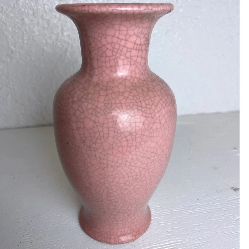 Vintage Napcoware Pink Crackle Glaze Ceramic Bud Vase‎ Japan Mid Century Decor