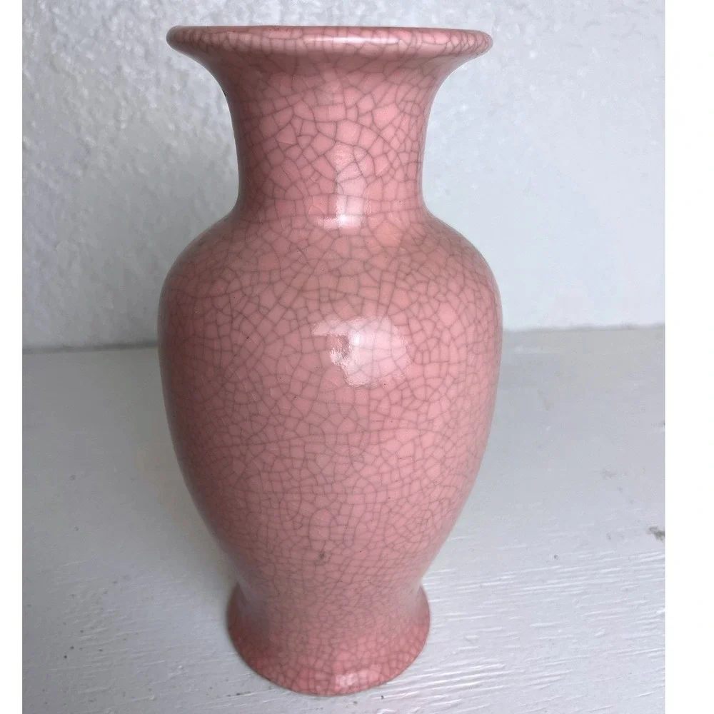 Vintage Napcoware Pink Crackle Glaze Ceramic Bud Vase‎ Japan Mid Century Decor