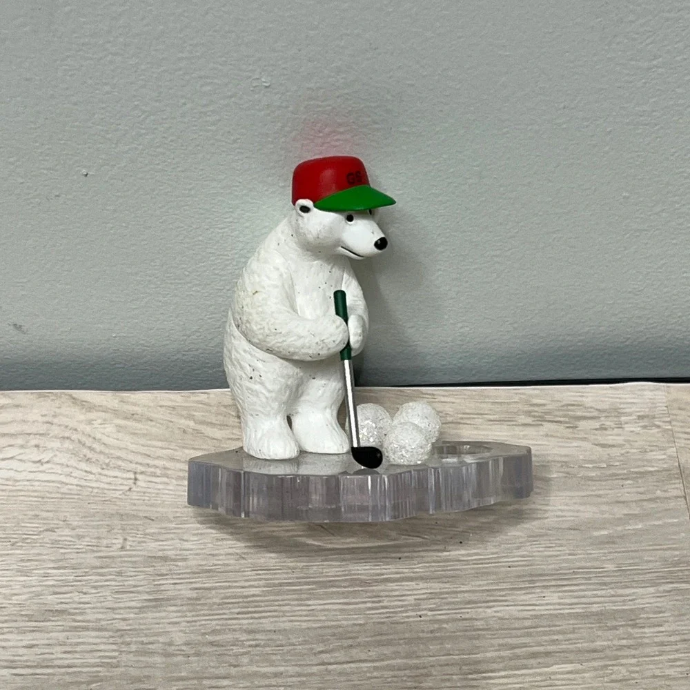 2000‎ Hallmark Polar Bear Golfer Ornament Ice Skater Figurine