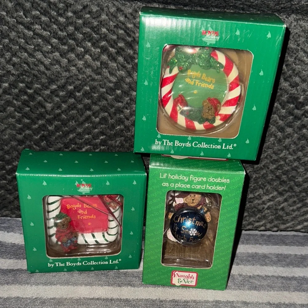 Boyd’s Bears Holiday Ornaments x3, New‎ in box
