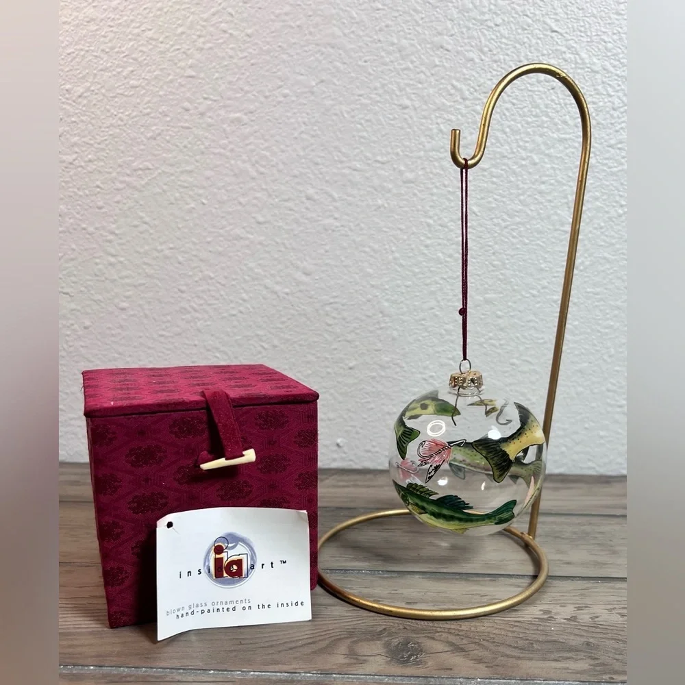 Chase International Mouth-Blown Glass Reverse Painted Christmas Ornament Signed
