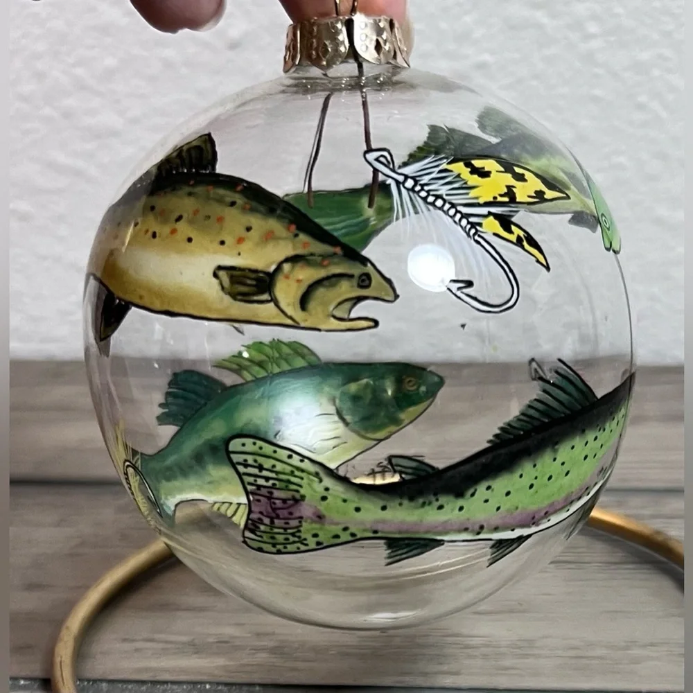 Chase International Mouth-Blown Glass Reverse Painted Christmas Ornament Signed