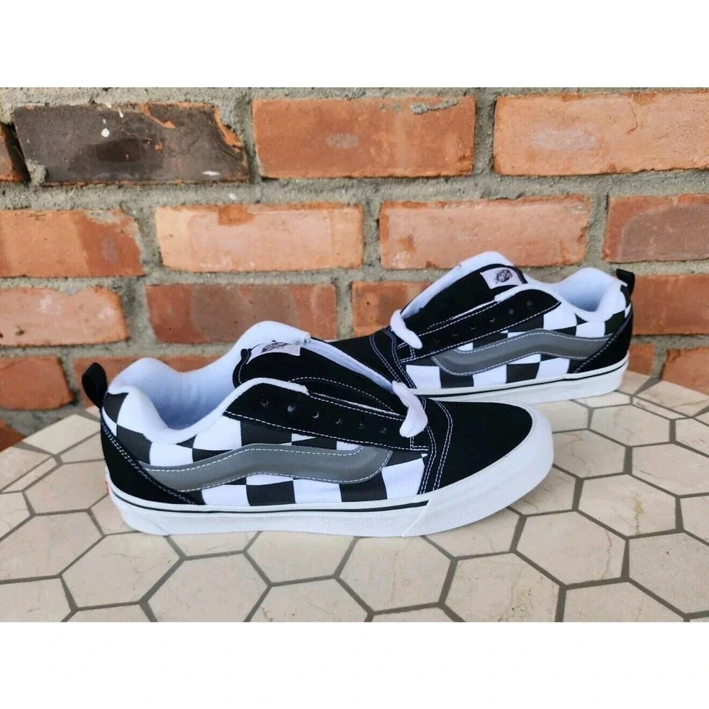 Vans are checkerboard lining