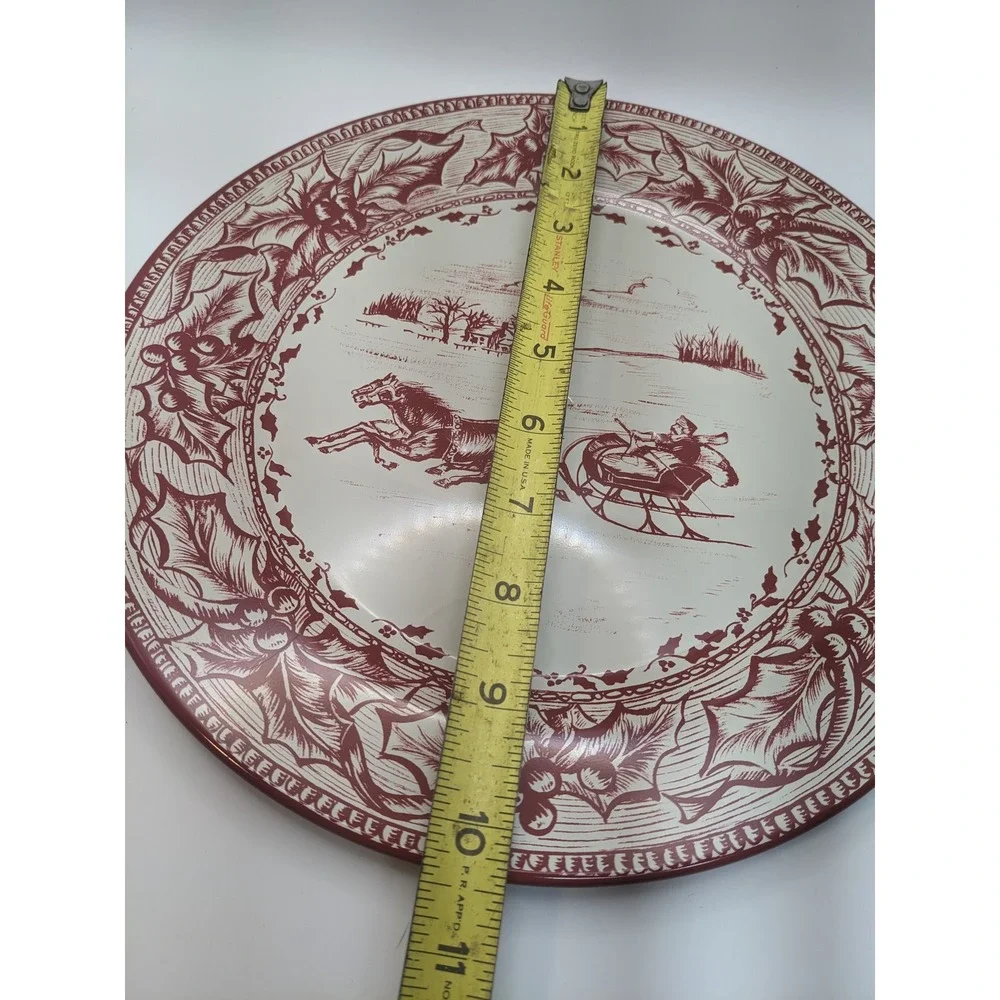 Restoration‎ Hardware 2 Collectible Christmas Charger Plates Winter Sleigh 2003