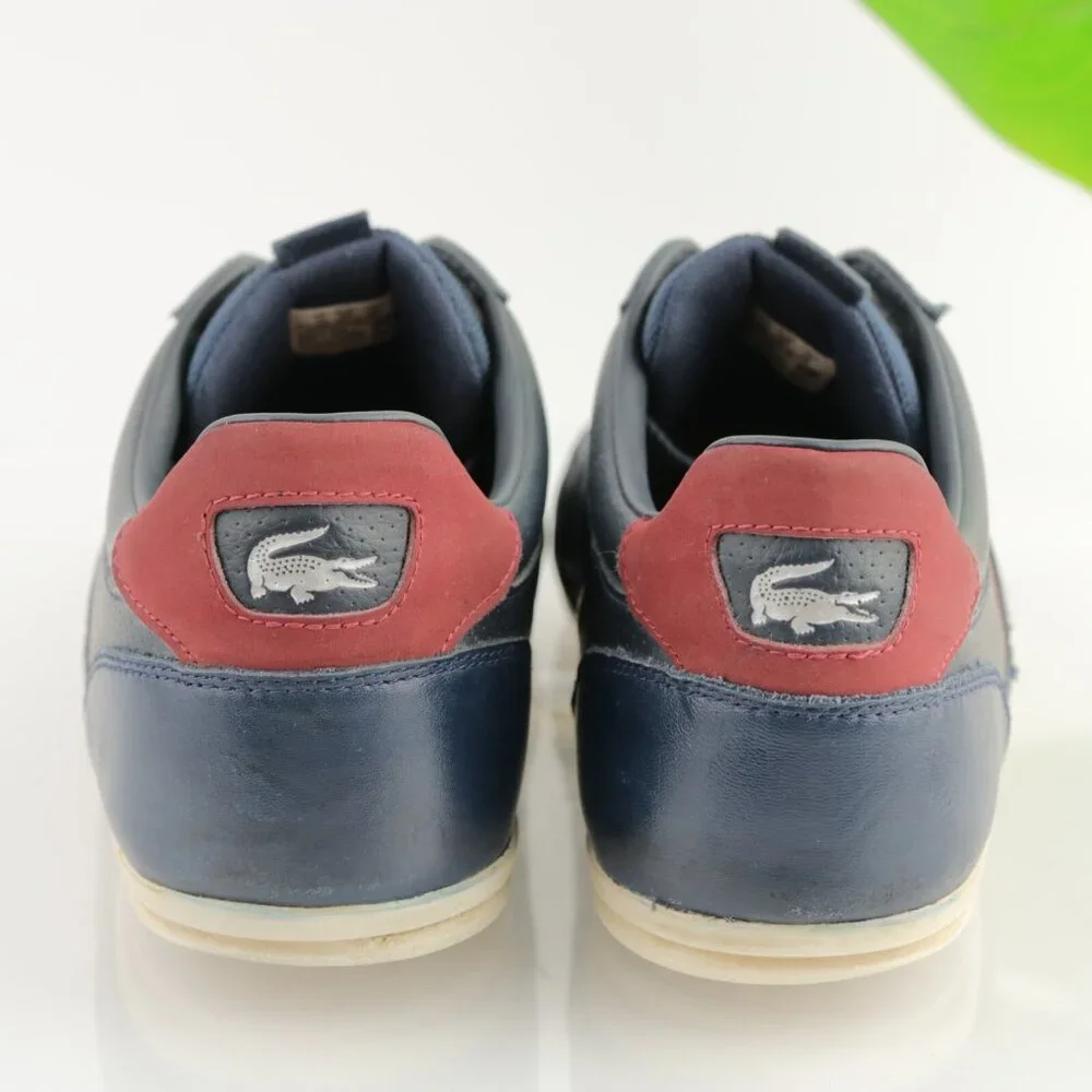 Lacoste Mens Chaymon Sneaker Size 12 Navy Blue Leather‎ Lace Up Casual Shoe Low