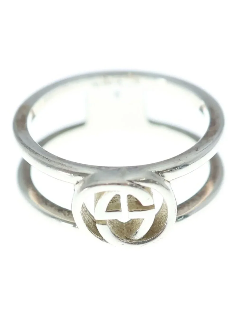 Gucci GG Interlocking Ring Logo Silver