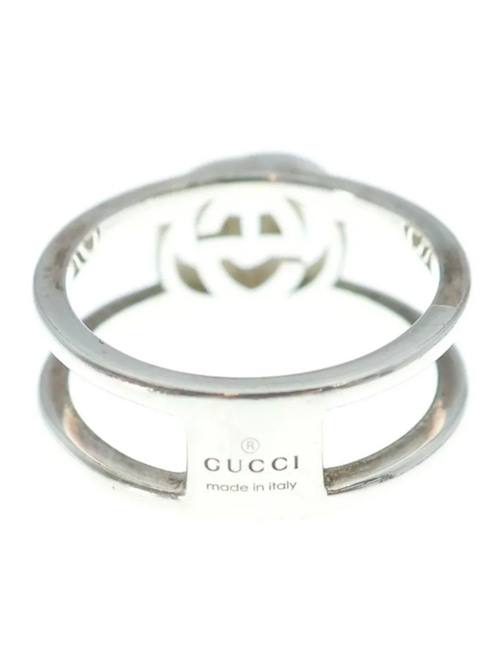Gucci GG Interlocking Ring Logo Silver