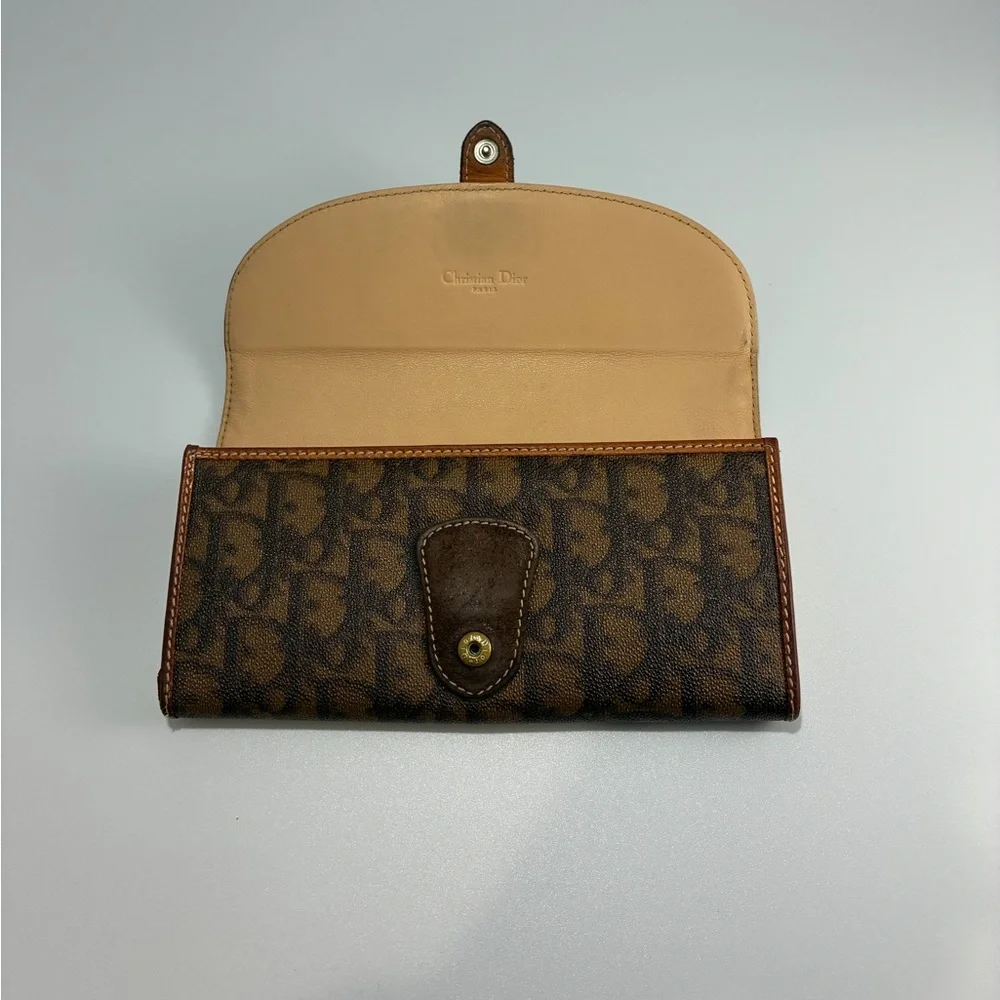 Christian Dior Romantique Trotter Heart Long Wallet Brown