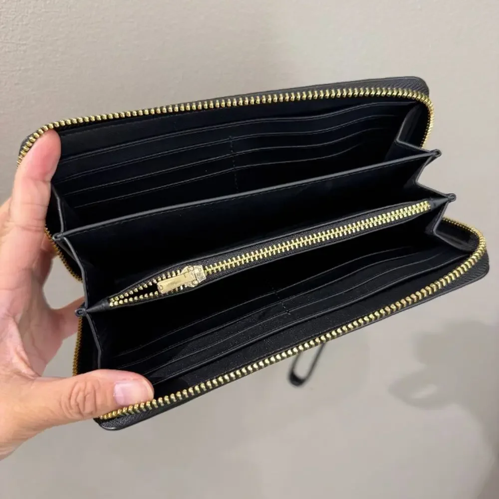 NEW‼️Coach Long Zip Around Wallet Signature Leather Black CEW21